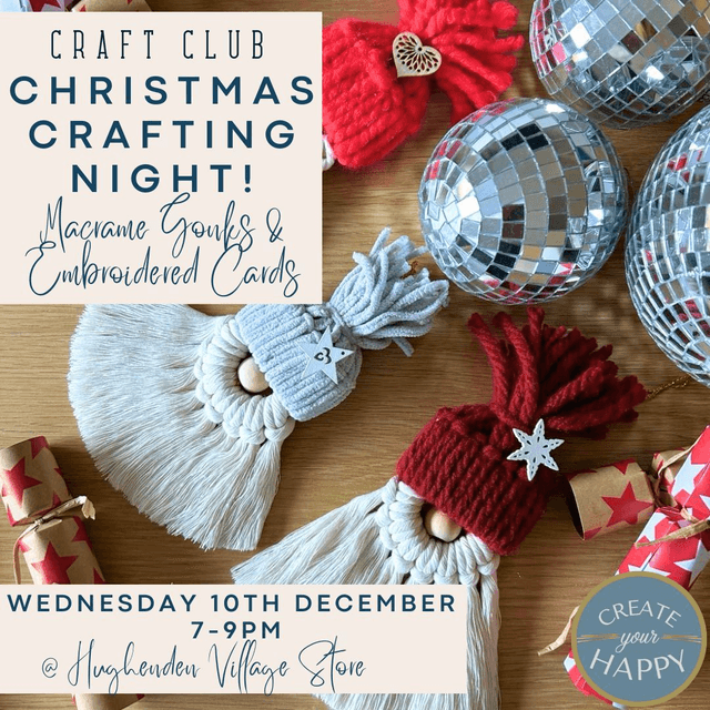 Christmas Craft Macrame Gonks &amp; Embroidered Cards